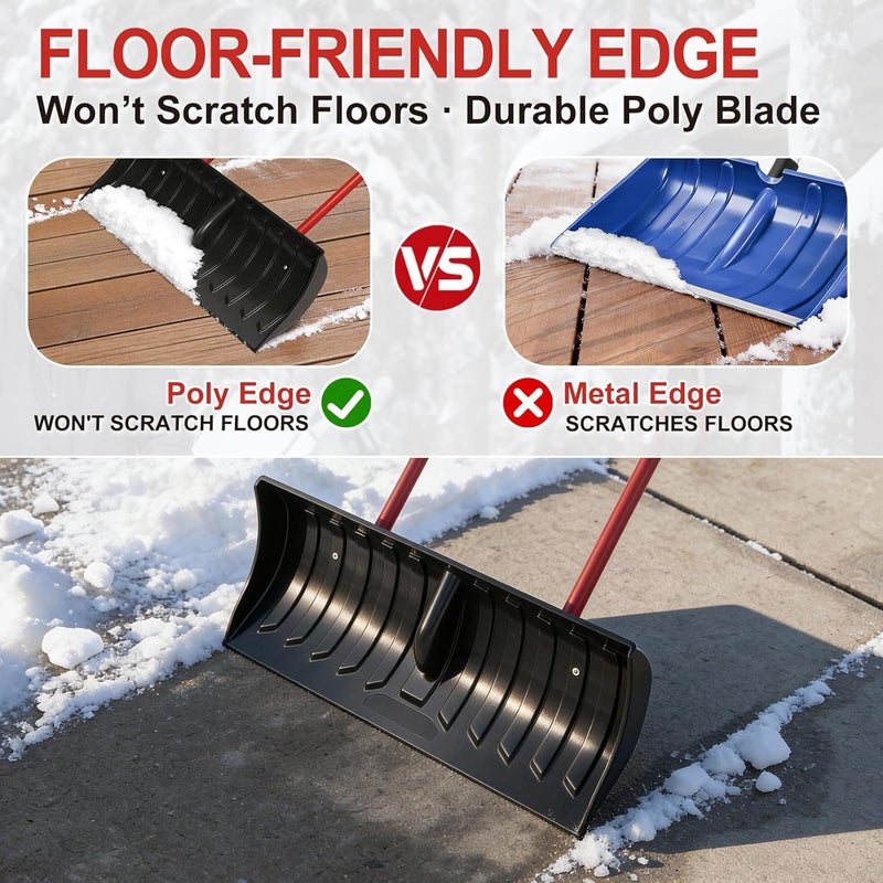 BREWIN TOOLS 30 Inch Snow Shovel for Driveway, Heavy-Duty Snow Pusher & Snow Plow, Lightweight Wide Blade for Fast Snow Removal, Back Saver Winter Tool for Driveway, Sidewalk, Patio, Deck - Image 4